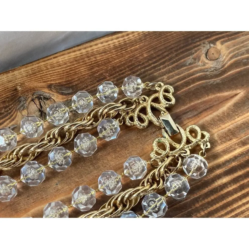 Vintage 1976 SARAH COVENTRY Golden Ice 3 Strand Necklace Lucite Bubble Beads